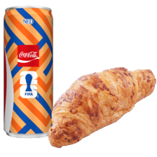 Coca-Cola en ham-kaas of kaas croissant